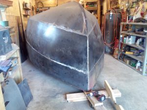 All the outer hull skins welded and ground smooth,... Wahoo!